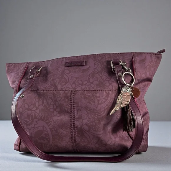 Sakroots Purple Metro Tote Owl Charm Tassel Bag | Boho Everyday Tote - Picture 1 of 17